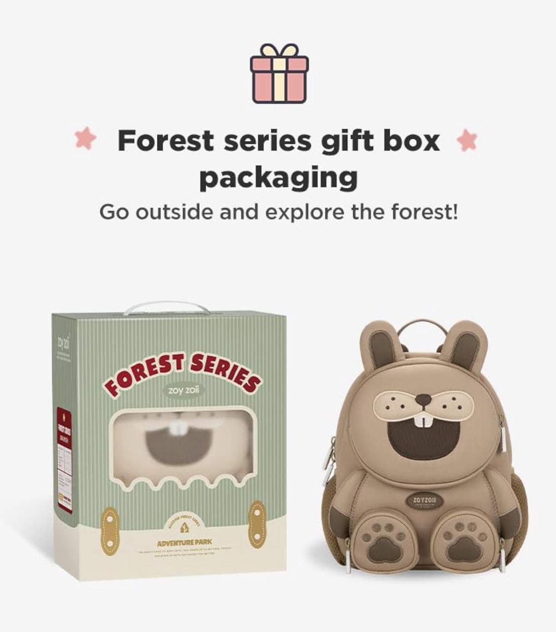 Zoy Zoii B38 – Mochila Infantil Conejo Gris con Sonido y Correas Ajustables