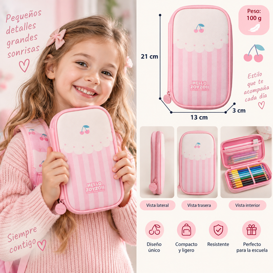 Estuche escolar infantil Zoy Zoii con diseño de cereza