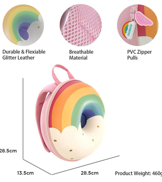 Mochila infantil con diseño de arcoíris y nube