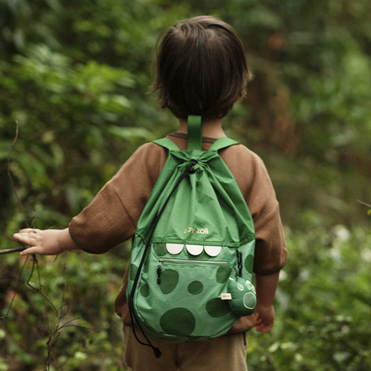 Mochila infantil verde con diseño de dinosaurio
