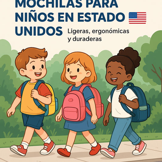 Niños pequeños caminando por una calle con mochilas coloridas, listos para ir al colegio. Imagen alegre y luminosa que representa mochilas infantiles modernas y cómodas para el regreso a clases.