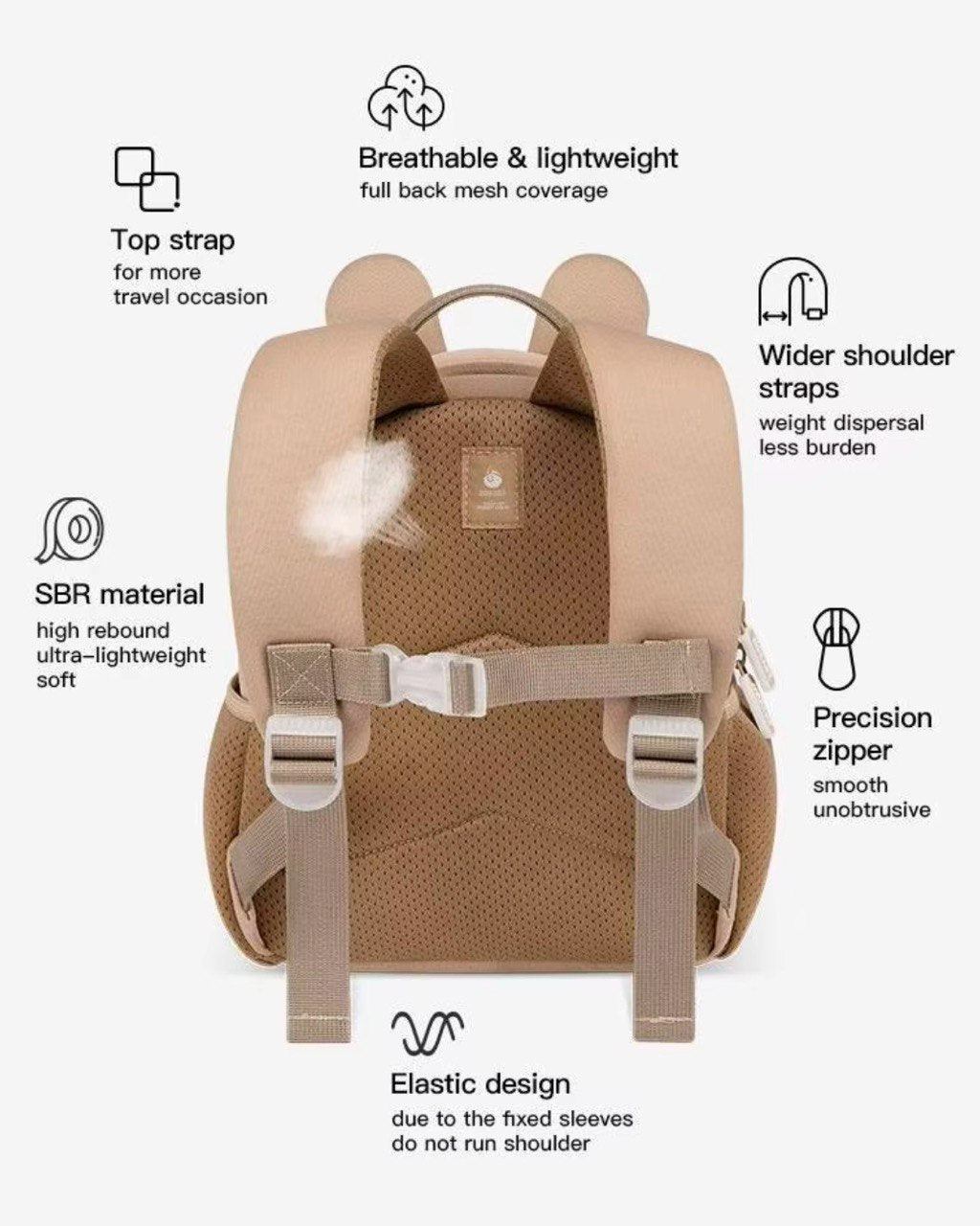Zoy Zoii B38 – Mochila Infantil Conejo Gris con Sonido y Correas Ajustables