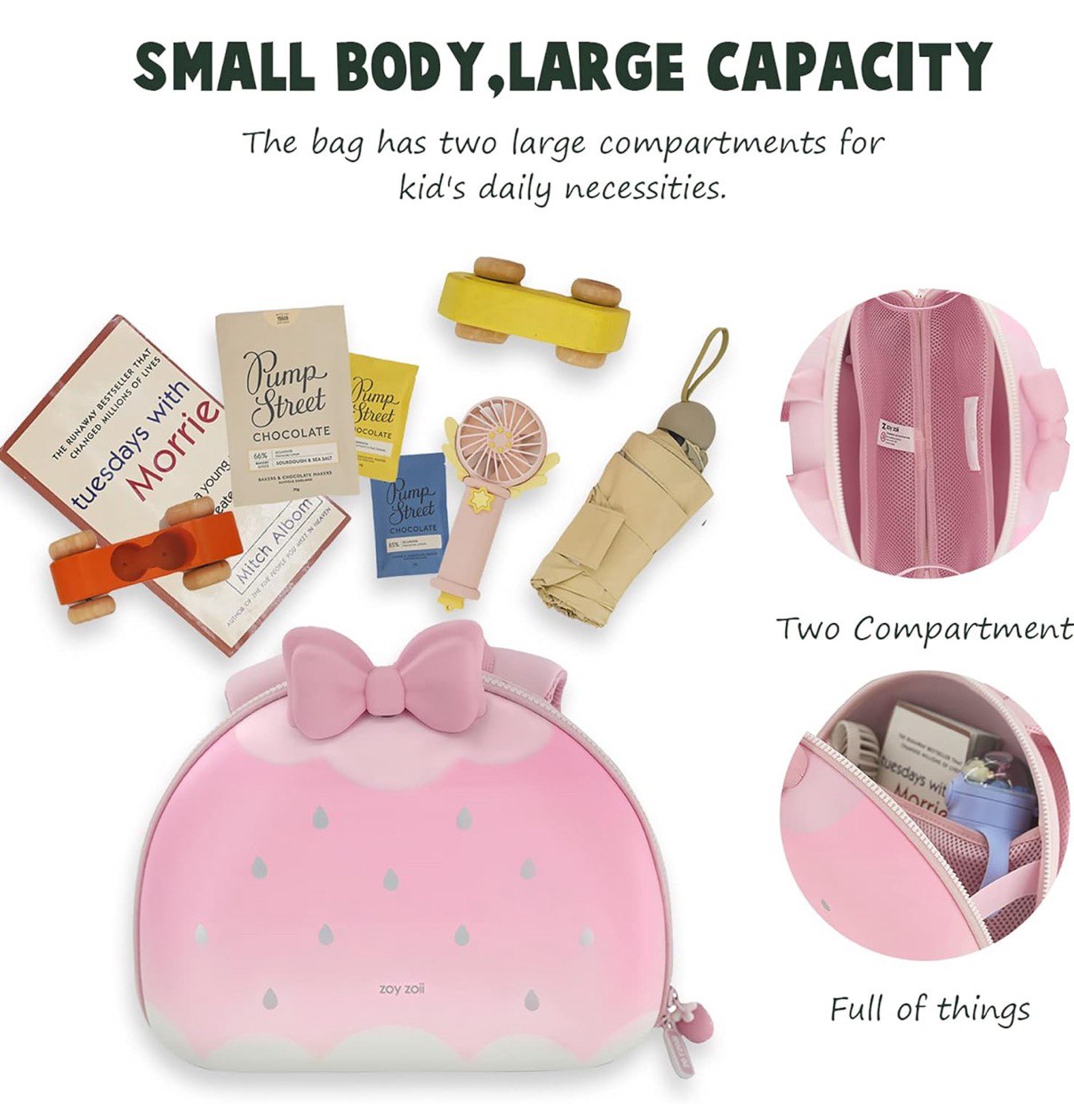 Sac à dos Zoy Zoii B8+ Fraise avec nœud rose