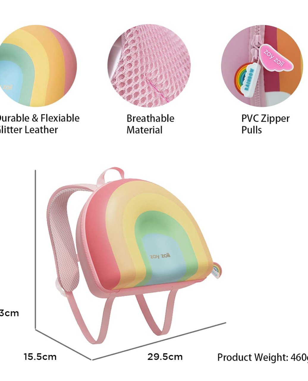 Zoy Zoii B8 Sugar – Mochila Infantil Corazón Arcoíris 3D Ligera y Cómoda