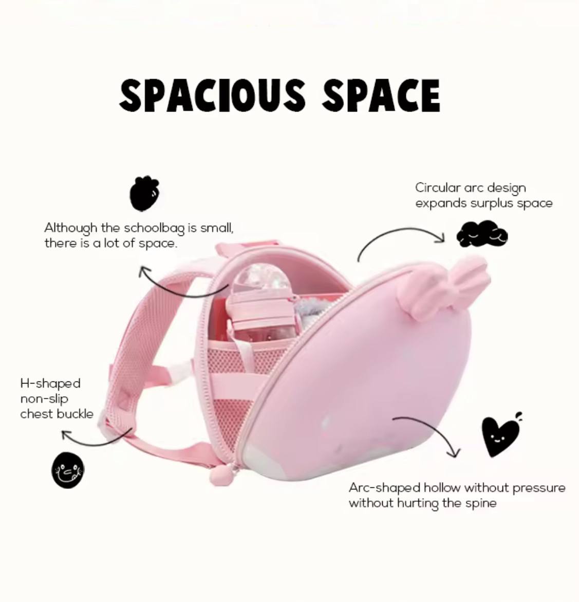 Sac à dos Zoy Zoii B8+ Fraise avec nœud rose