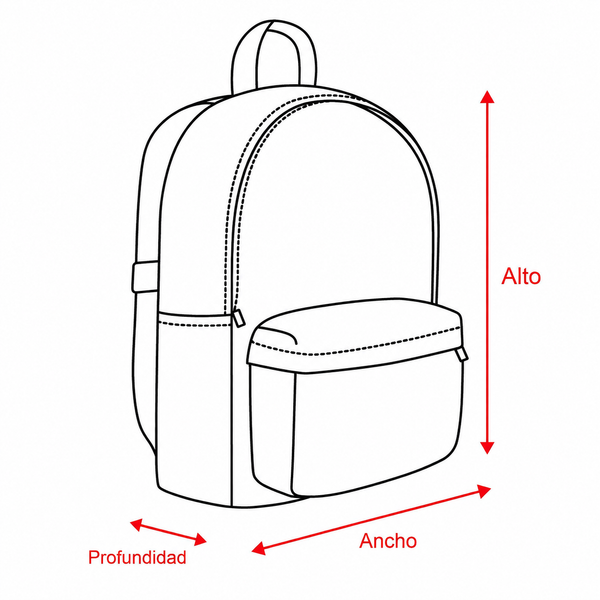 Guía de medidas de mochila infantil: alto, ancho y profundidad