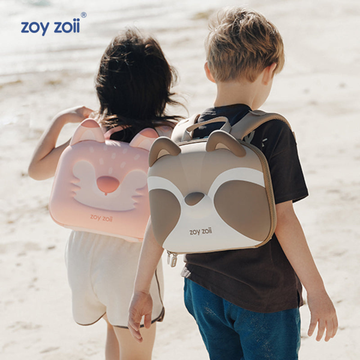 Mochila Zoy Zoii para niña color rosa pastel con diseño de animalito