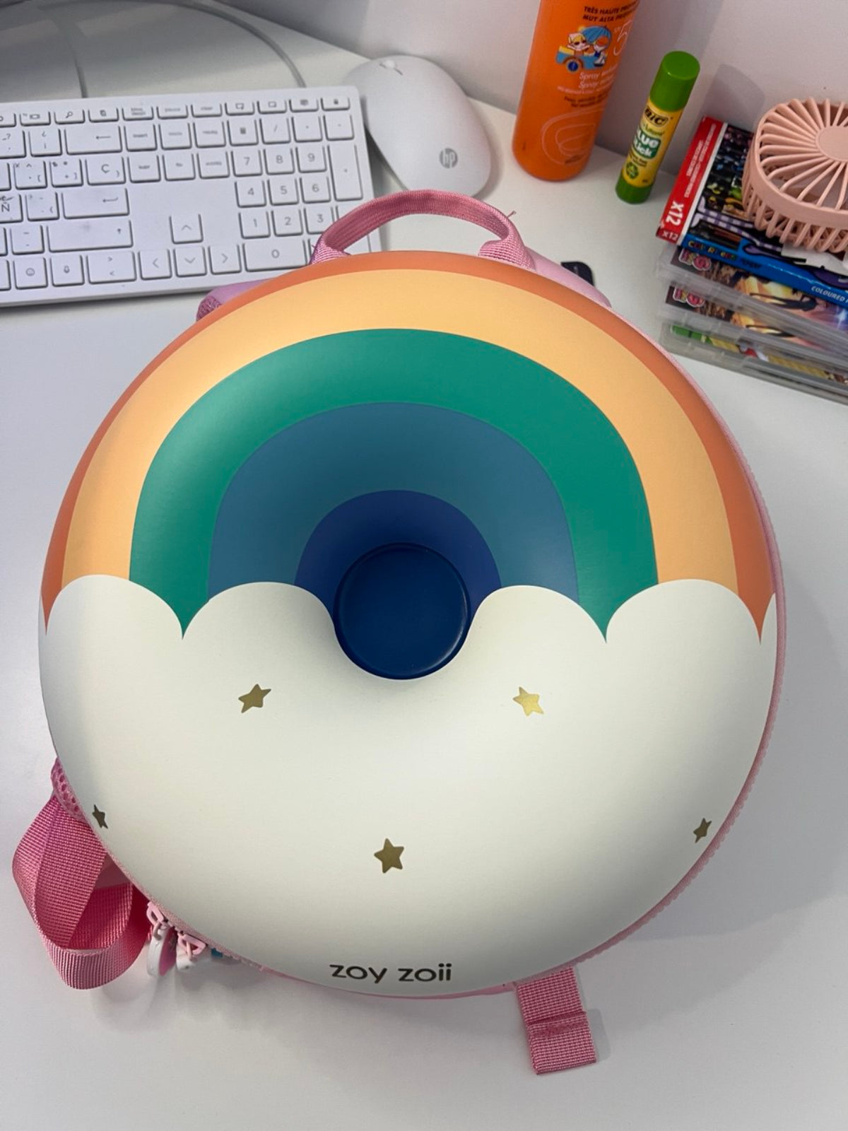 Mochila preescolar con diseño de nube y arcoíris