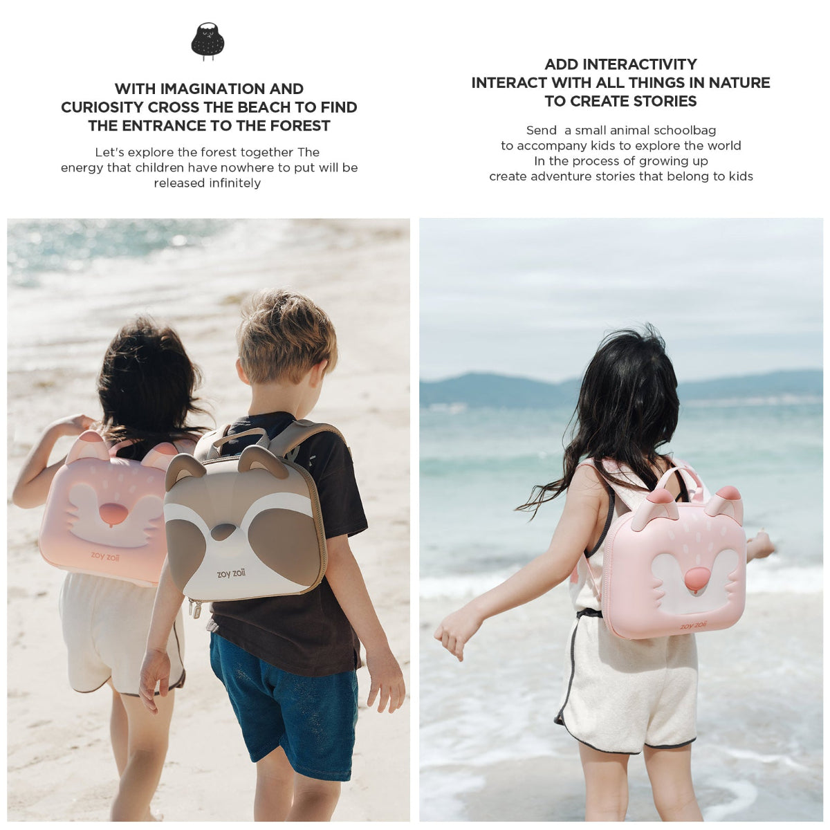 Mochila infantil Zoy Zoii con orejas y cara de zorro perfecta para regalo