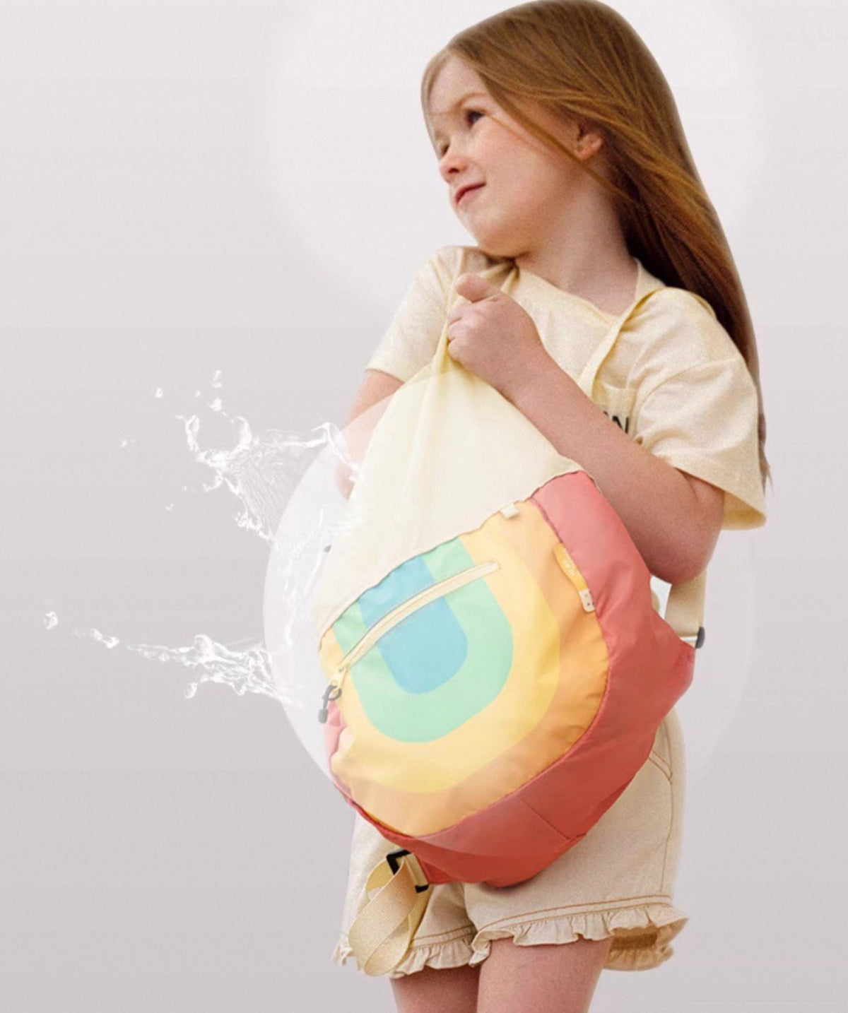 Mochila escolar infantil diseño arcoíris tropical