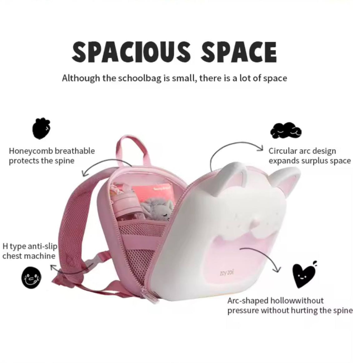 Mochila original Zoy Zoii con estampado de gato