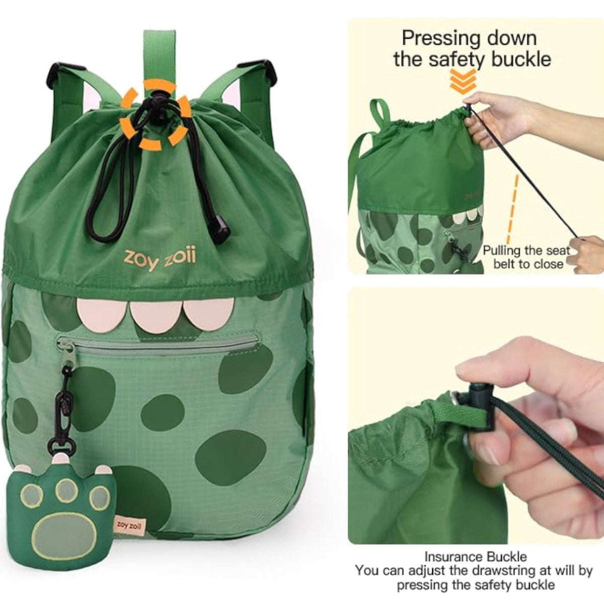 Mochila escolar infantil con estampado de dinosaurio