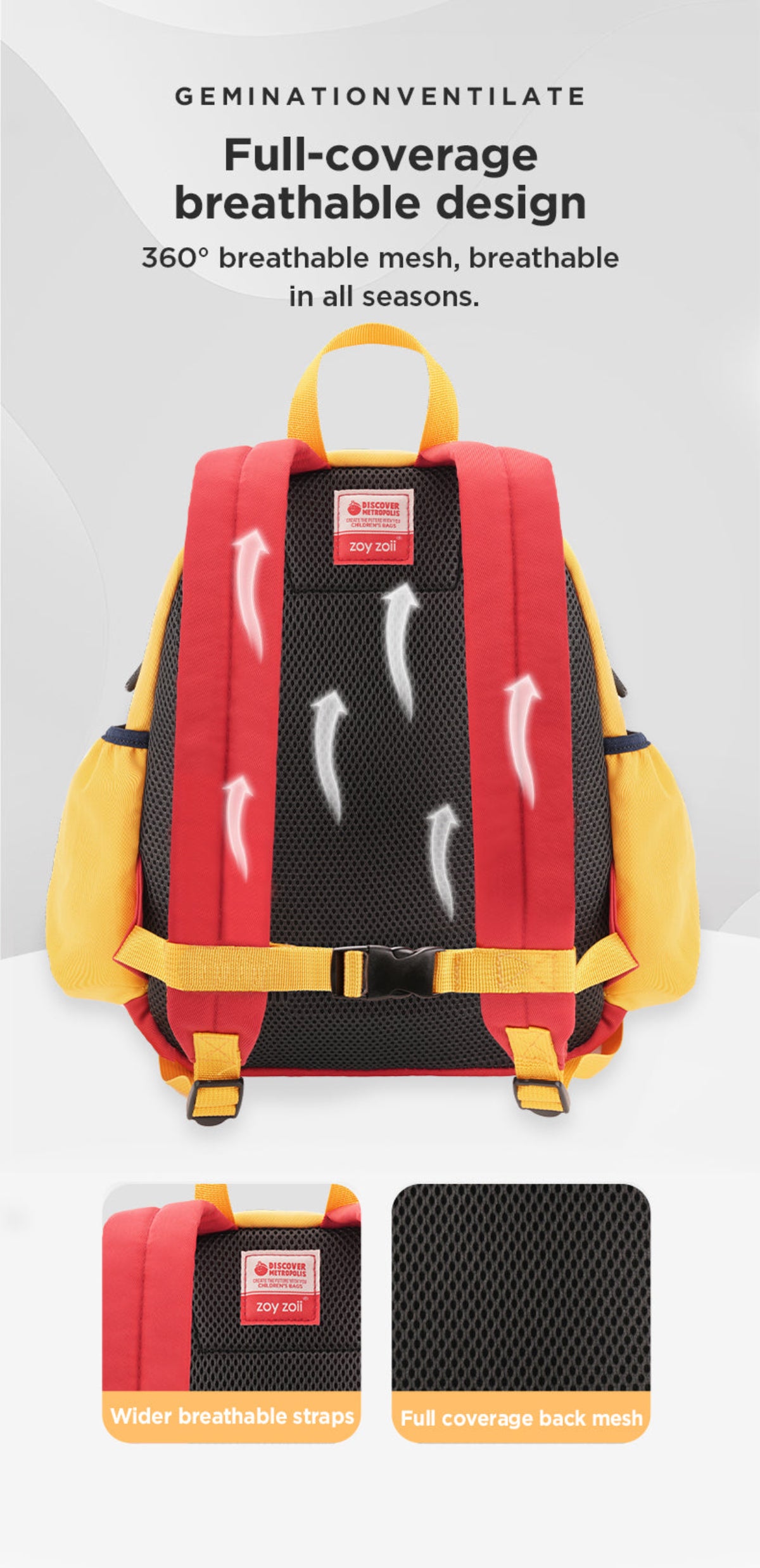 Mochila ligera con contraste verde y marrón