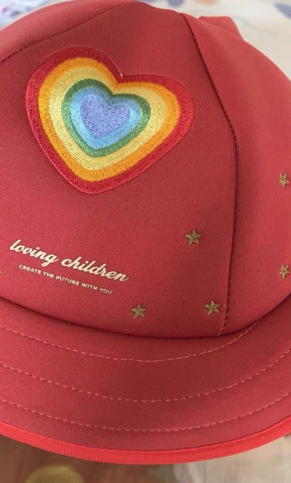 Mochila preescolar divertida con corazón multicolor