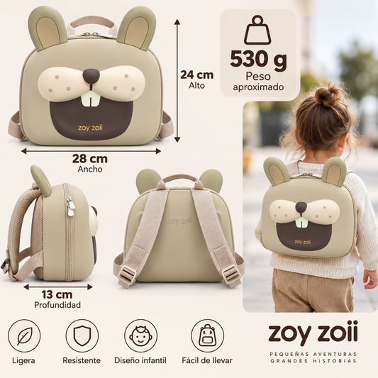 Mochila infantil Zoy Zoii con diseño de conejo tierno y orejas grandes