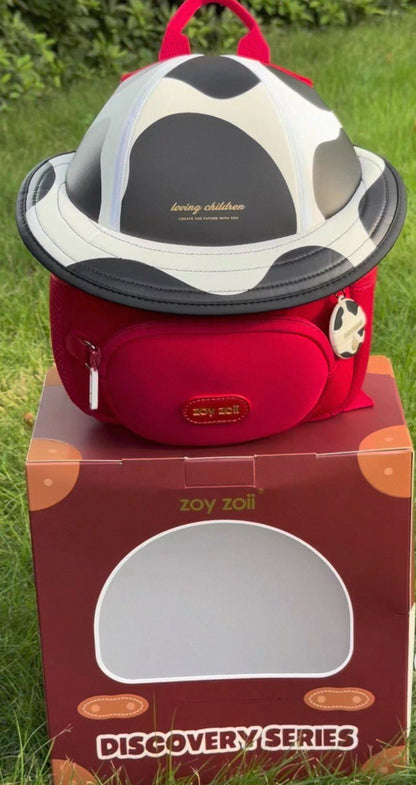 Mochila infantil ligera vaca con bolsillo frontal extraíble