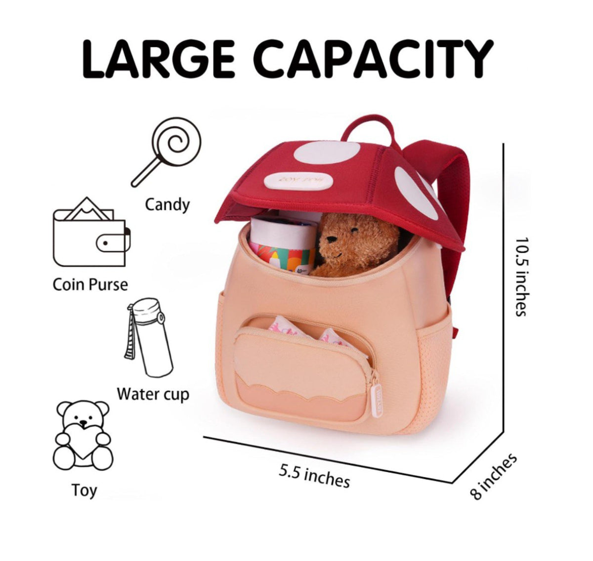 Mochila creativa Zoy Zoii con diseño de seta roja