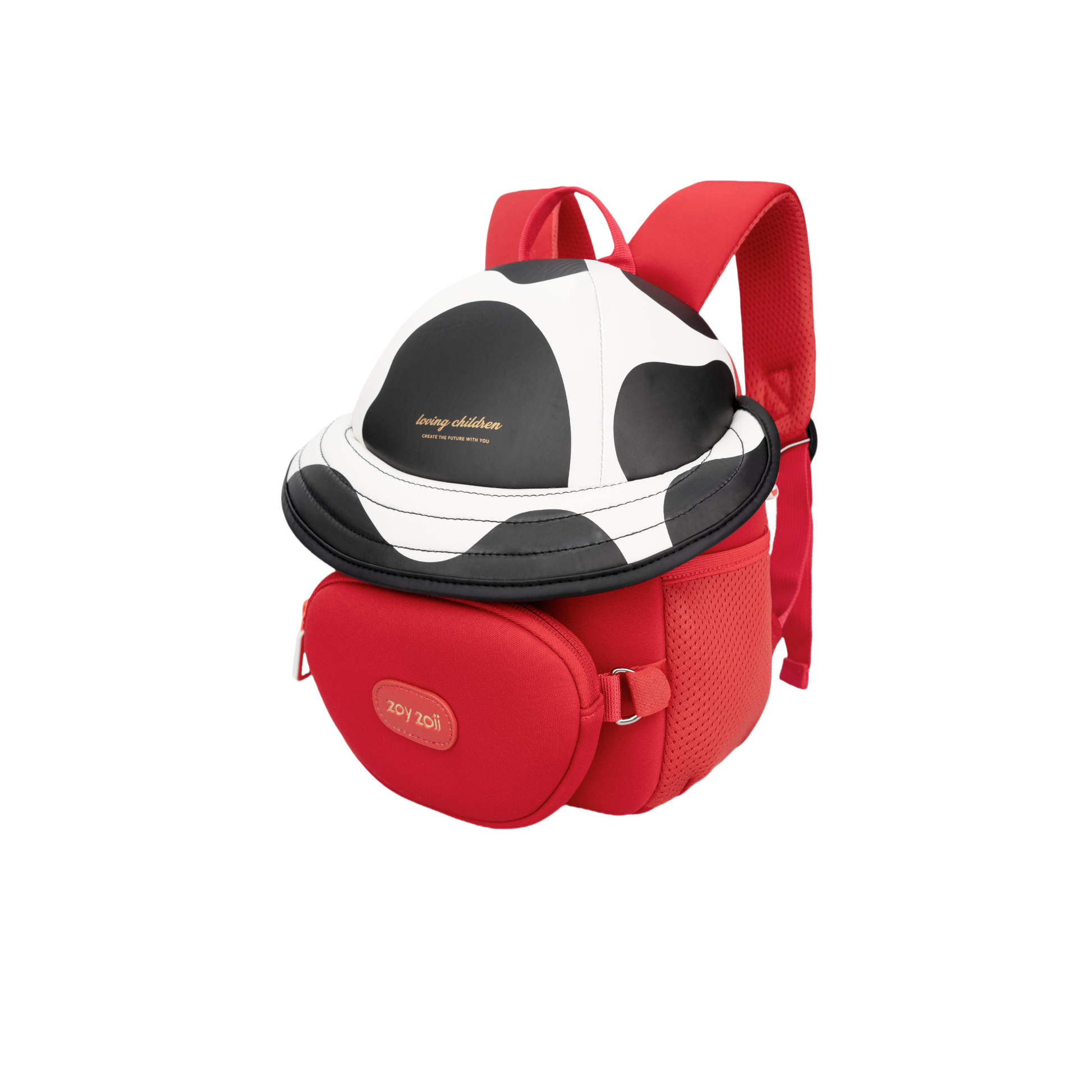 Mochila infantil vaca Zoy Zoii con monedero extraíble roja y negra