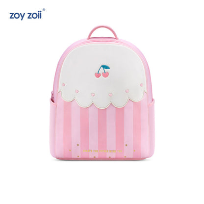 Mochila infantil Zoy Zoii rosa con diseño de cerezas
