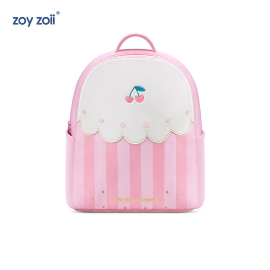 Mochila infantil Zoy Zoii rosa con diseño de cerezas