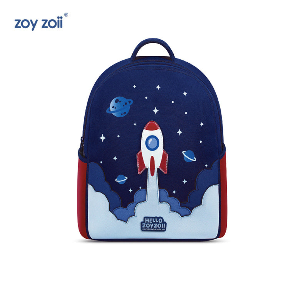Mochila infantil Zoy Zoii azul con diseño de cohete espacial