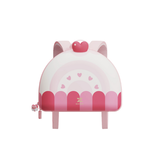 Mochila infantil Zoy Zoii rosa con diseño de corazones y arcoíris