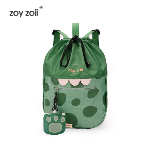 Mochila infantil verde con diseño de dinosaurio