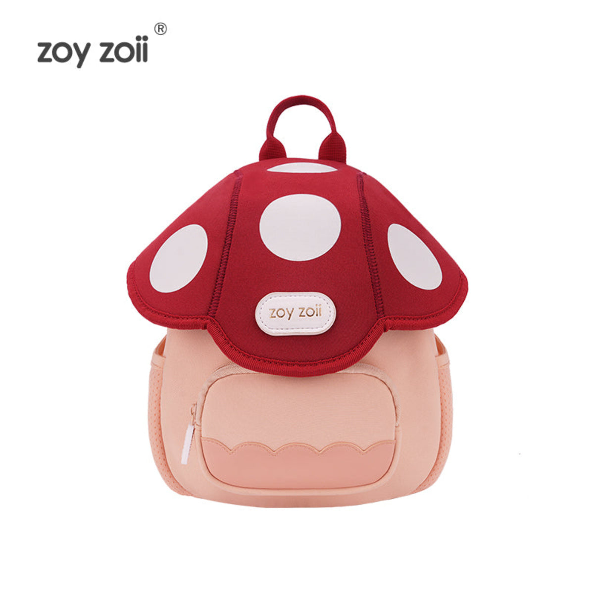 Mochila infantil Zoy Zoii en forma de seta roja con lunares blancos