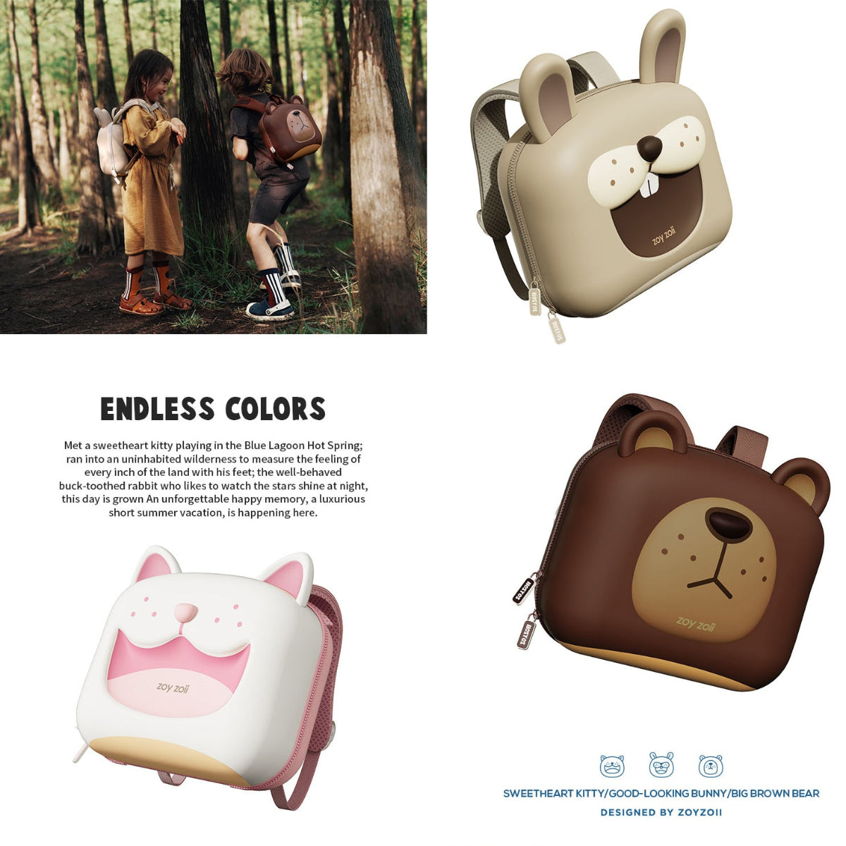 Mochila infantil creativa en rosa y blanco con gato