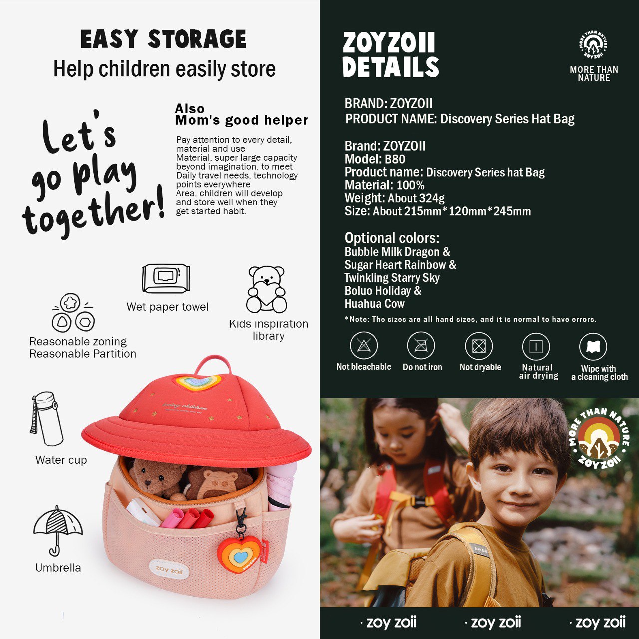 Mochila original Zoy Zoii con corazón colorido