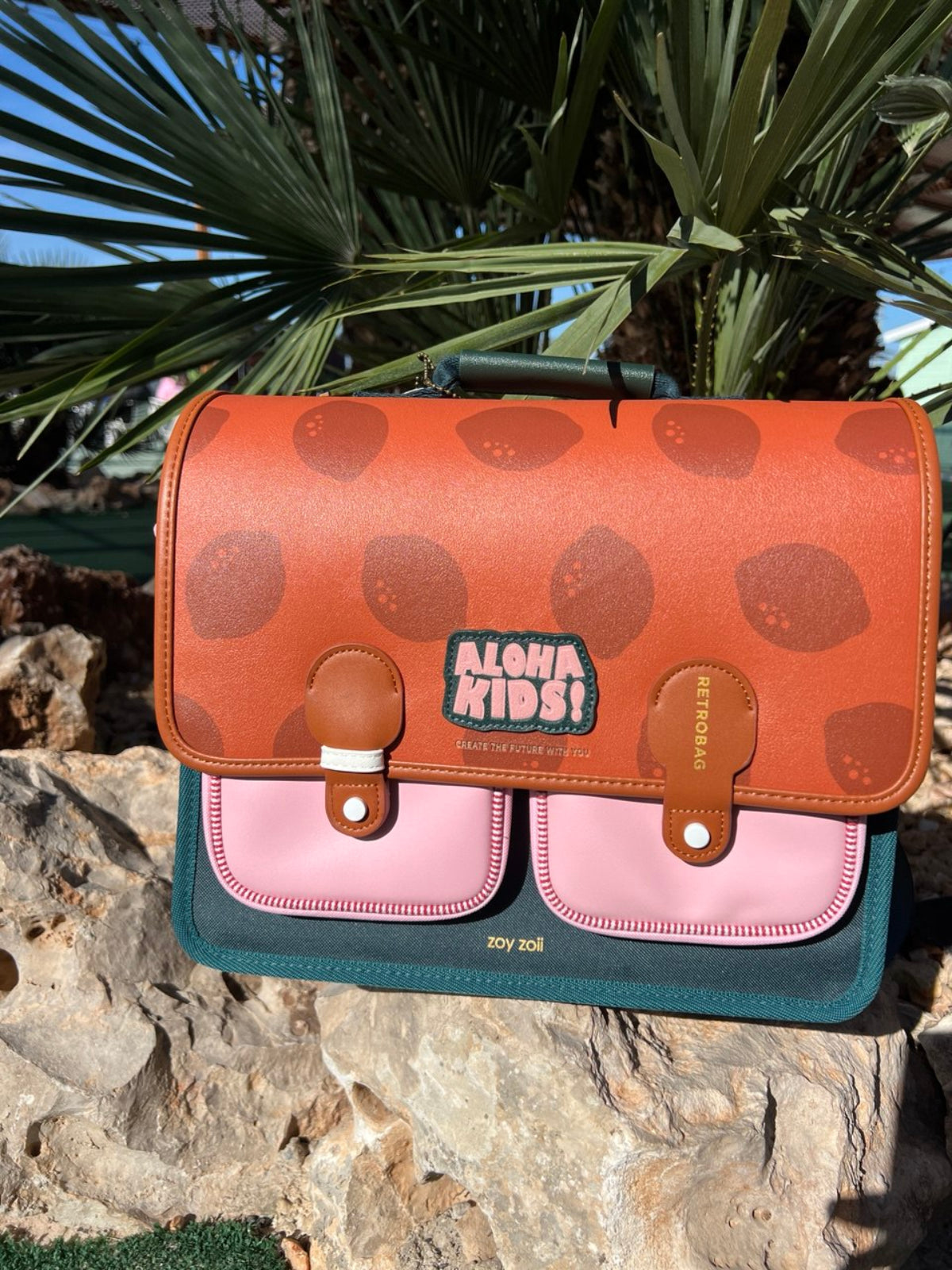 Mochila retro divertida para niños con mensaje Aloha Kids