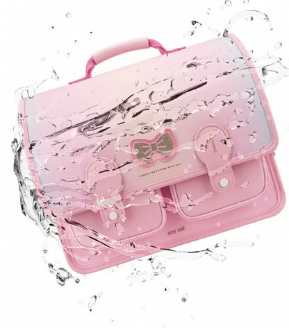 Zoy Zoii Mochila Escolar para Niñas B66 Lazo Rosa Estilo Retro y Comodidad Máxima para Niñas de 6 a 12 Años con Cierre Magnético y Asa Acolchada