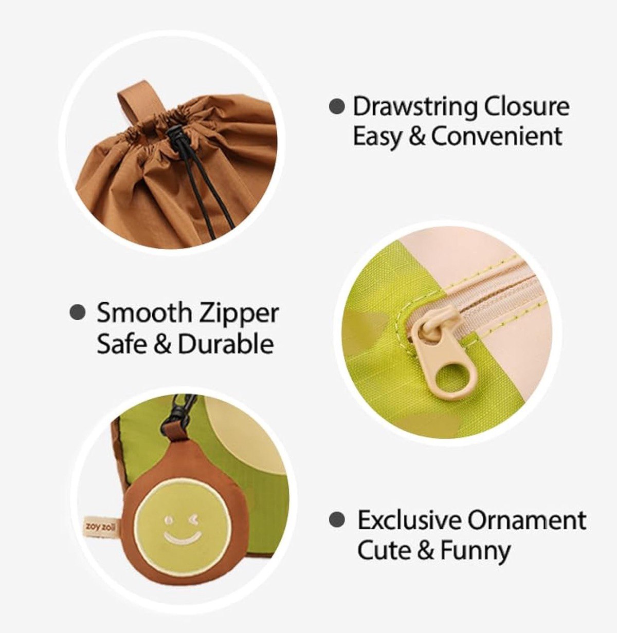 Mochila original Zoy Zoii con llavero de aguacate sonriente
