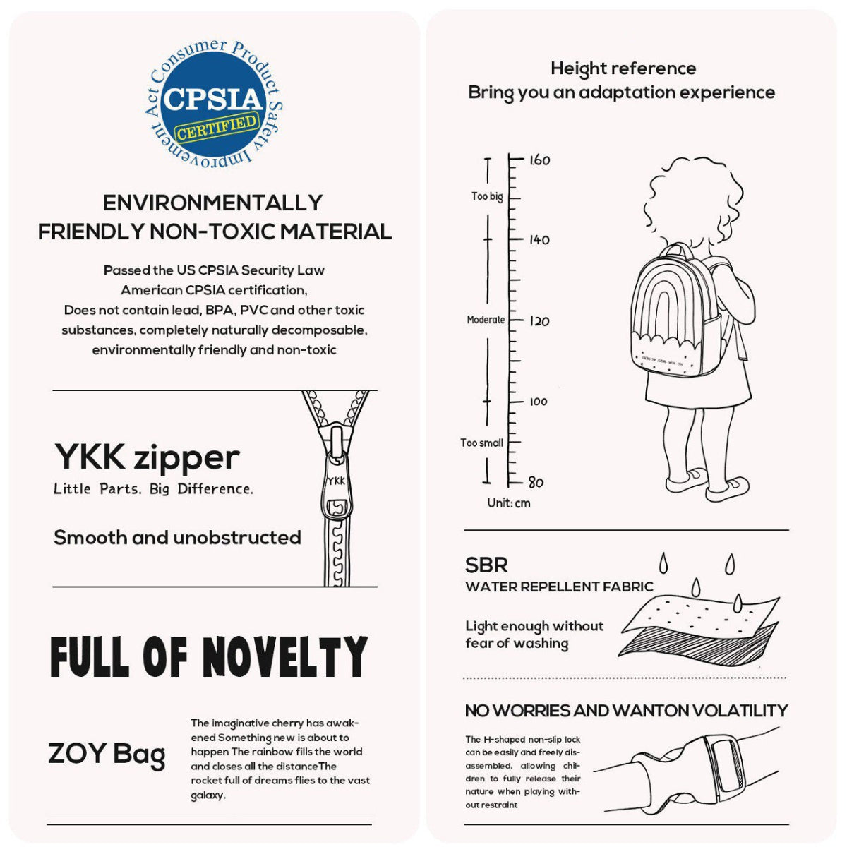 Mochila infantil creativa con dibujo de cerezas