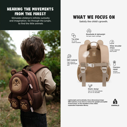 Mochila para regalo infantil Zoy Zoii con figura de oso marrón