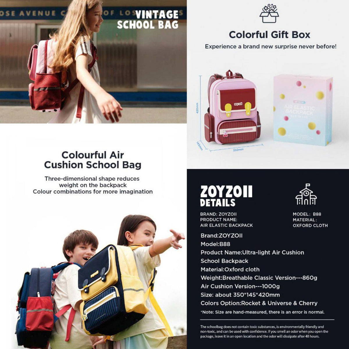 Mochila Zoy Zoii escolar azul y roja para uso diario