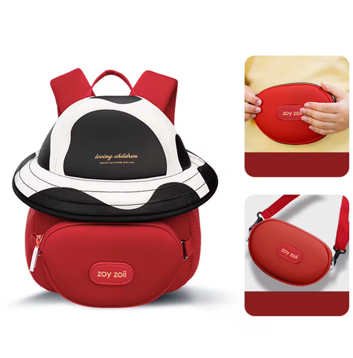 Mochila 3D diseño vaca Zoy Zoii para guardería con bolsillo desmontable