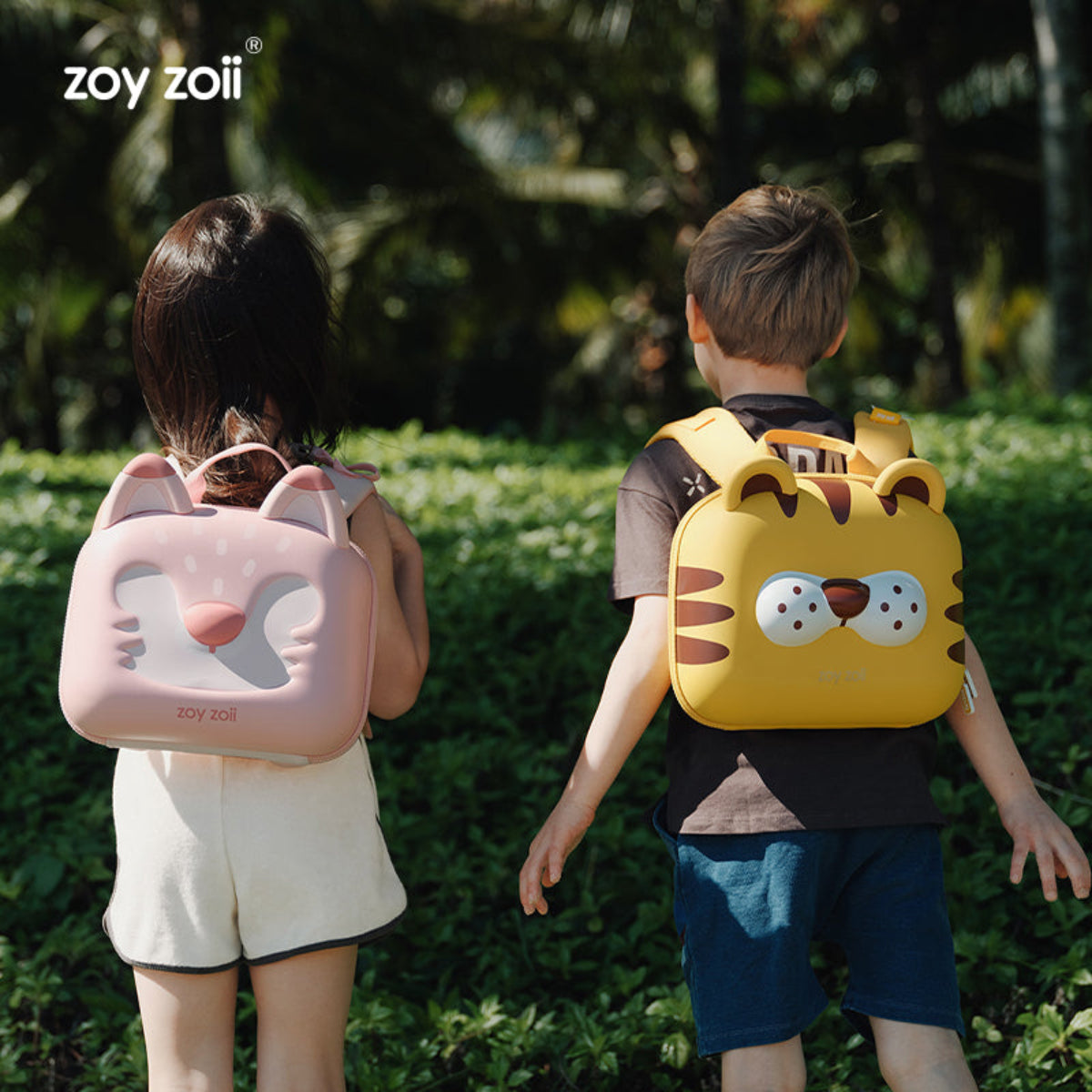 Mochila ligera Zoy Zoii con figura de zorro rosa para niñas de 3 a 6 años