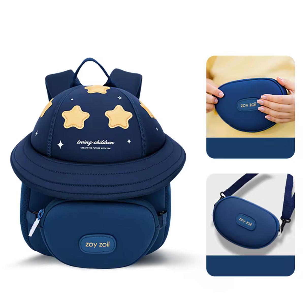Mochila infantil azul con estrellas amarillas Zoy Zoii para niños y niñas
