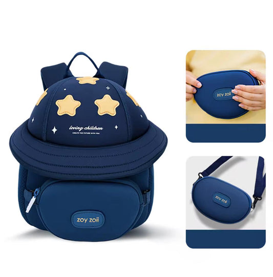 Mochila infantil azul con estrellas amarillas Zoy Zoii para niños y niñas