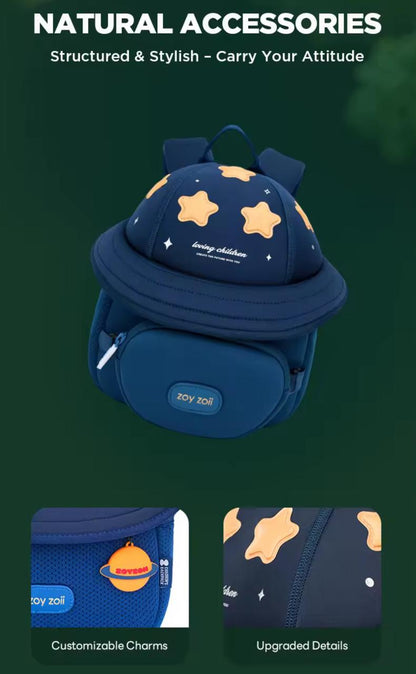 Mochila infantil azul con estrellas amarillas Zoy Zoii para niños y niñas