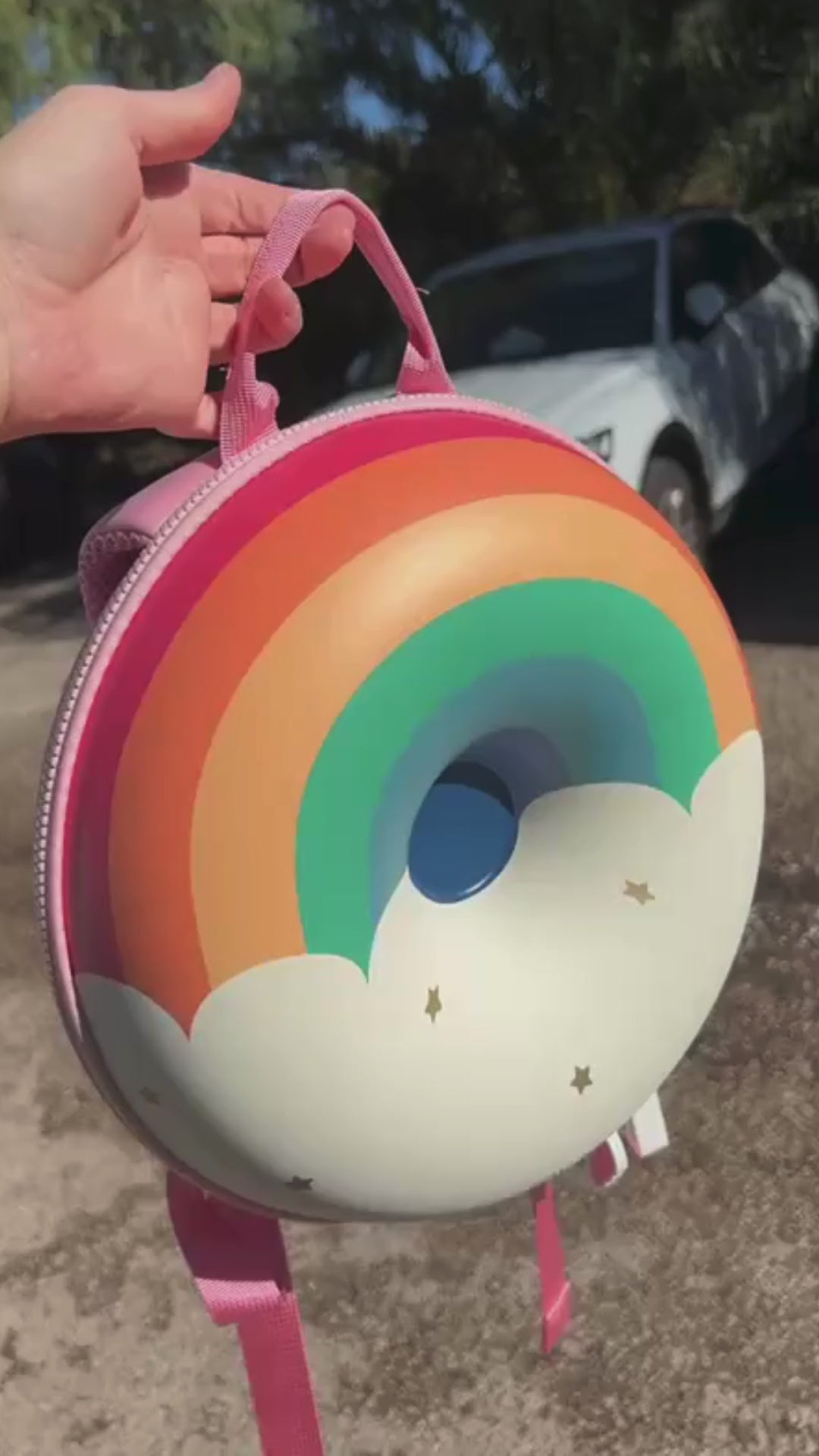 Mochila original Zoy Zoii arcoíris con estrellas doradas