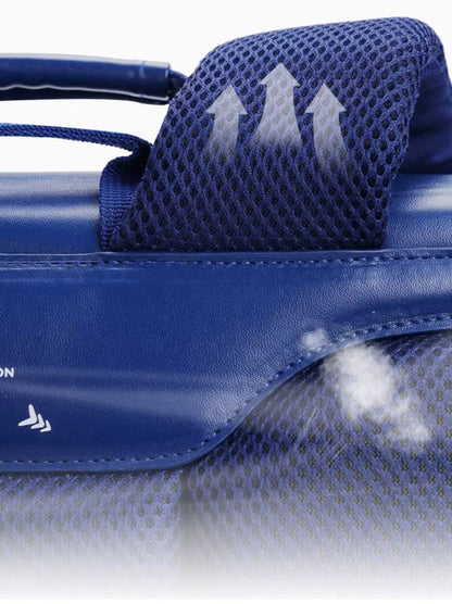 Zoy Zoii mochila escolar azul marino para niños, modelo OpenCampus con diseño a rayas, correas acolchadas y bolsillos prácticos, ideal para uso diario en el colegio