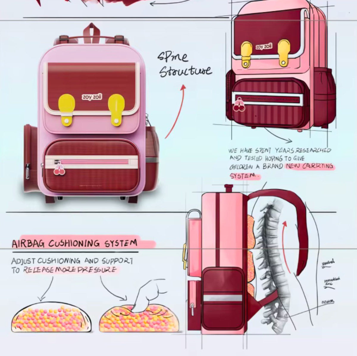 Mochila resistente Zoy Zoii azul con detalles modernos
