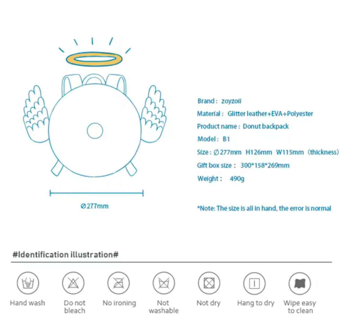 Mochila redonda rosa Zoy Zoii con diseño infantil creativo.