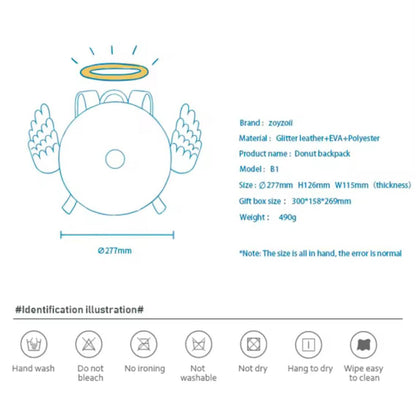 Mochila redonda rosa Zoy Zoii con diseño infantil creativo.