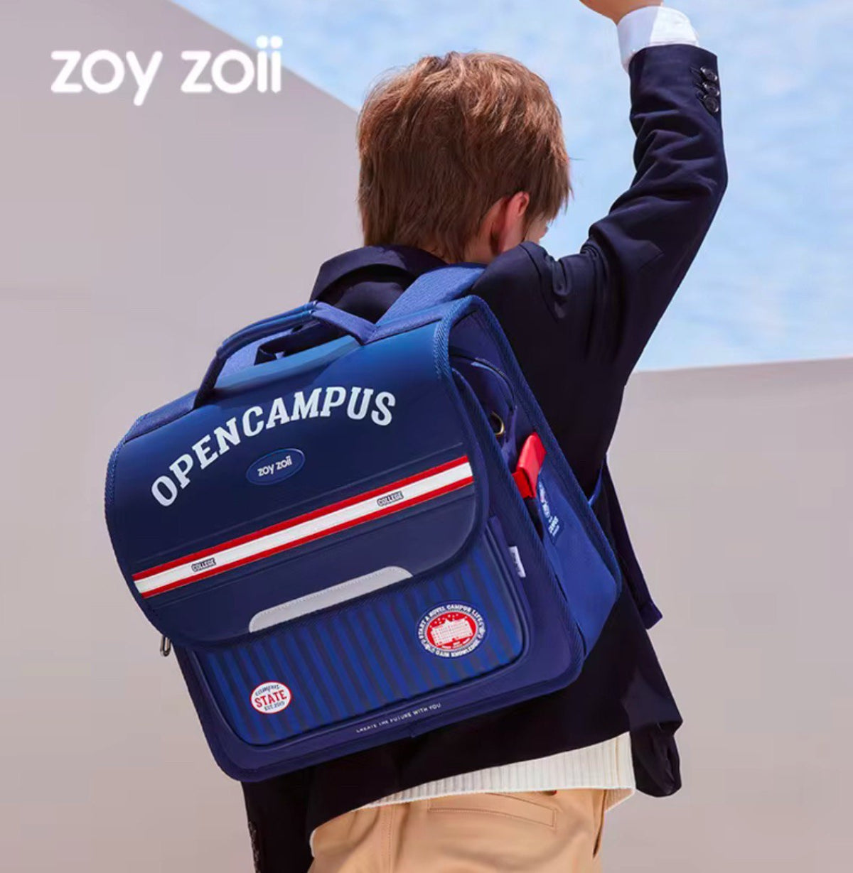 Zoy Zoii Mochila Escolar Infantil B59-B Opencampus Azul Estilo Vintage y Comodidad Total para Niños de 6 a 12 Años con Cierre Magnético y Bolsillos Laterales