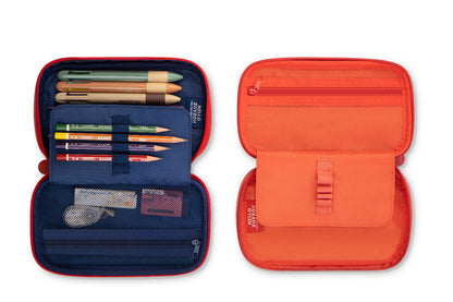 Estuche escolar para niños Zoy Zoii con diseño de cohete espacial color azul