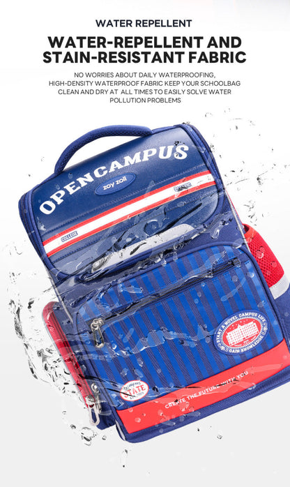 Zoy Zoii Mochila Escolar Infantil B59 Opencampus Azul con Diseño Vintage y Soporte Ergonómico para Niños de 6 a 12 Años