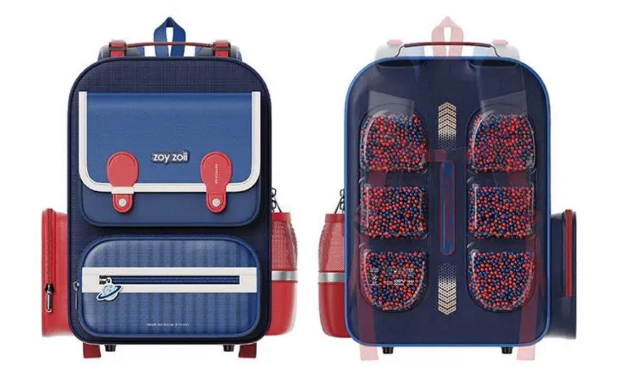 Mochila escolar Zoy Zoii azul y roja con tirantes ergonómicos